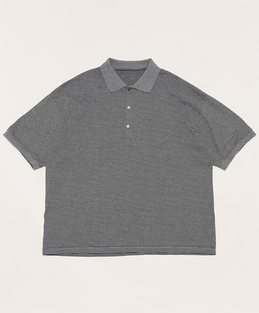 Beatnik Border Polo Shirt(L(MEN) Gray Black/グレーブラック 