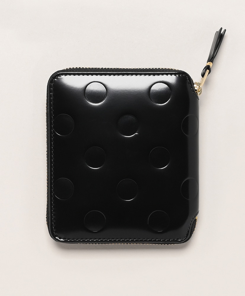 8Z-F021-051 - Dots Embossed Leather Line - 二つ折りZip Wallet(ONE Black/ブラック):  Wallet COMME des GARCONS