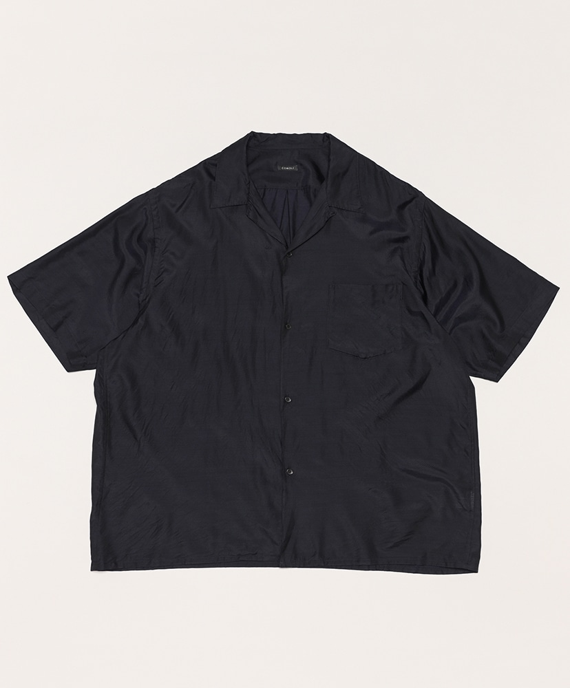 ウールシルク 半袖オープンカラーシャツ(1(MEN) Charcoal/チャコール): COMOLI