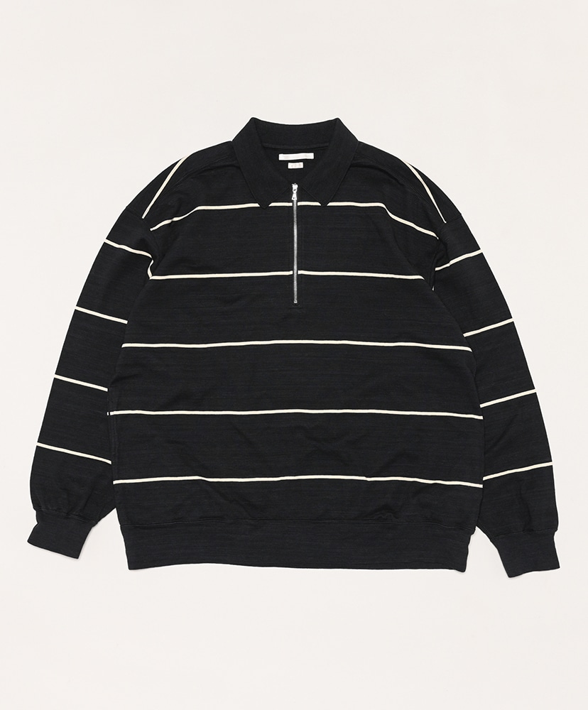 C/NAPP Border Collared Harf-zip(2(MEN) Black-Body×Ivory-Line