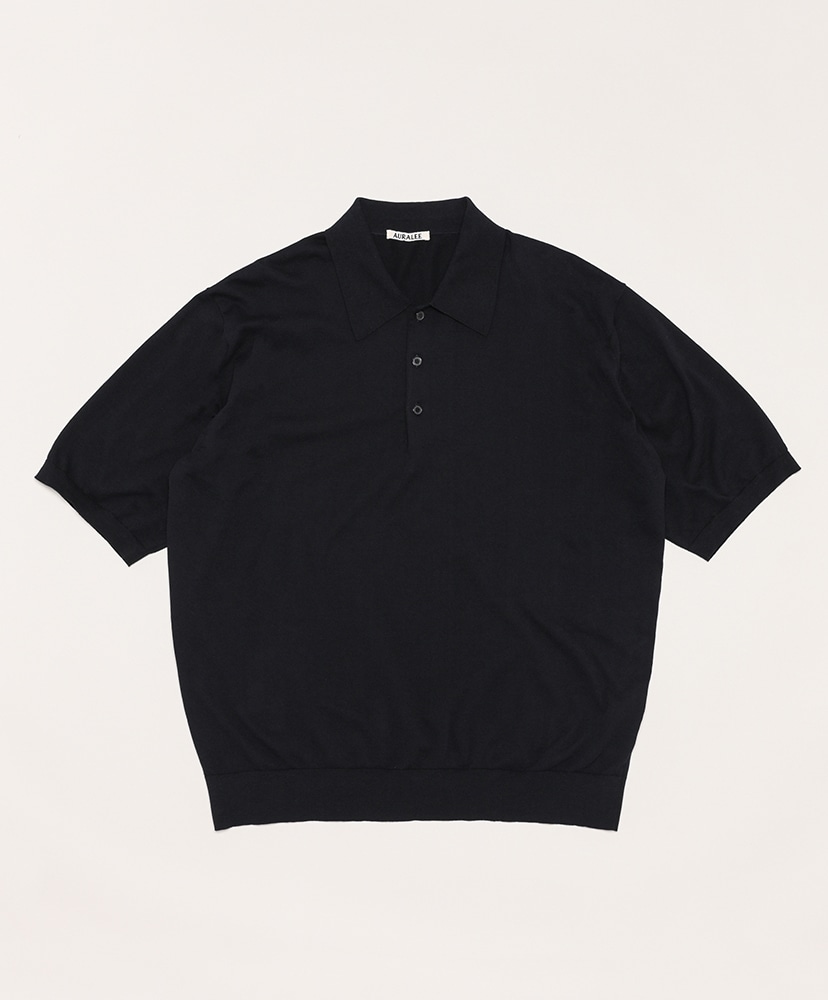 レビューで送料無料】 トップス AURALEE polo knit Cotton Gauge