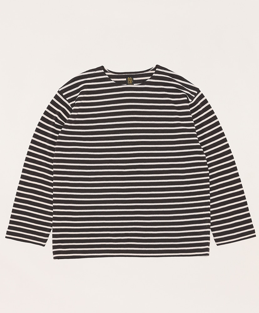 Cotton Linen Soft Basque Shirt L/S(2(MEN) Brown×Natural/ブラウン