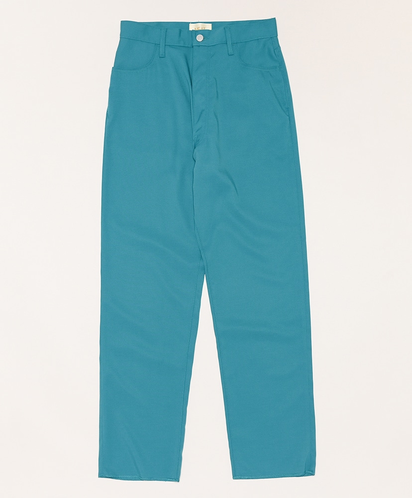 Poly Viscose Navy Blue Plain Slim Fit Flat Front Formal Trouser