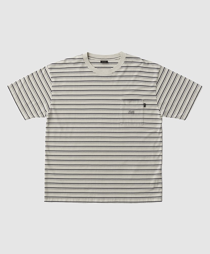 Striped S/S Pocket Tee(M(MEN) Khaki Black/カーキブラック): SEDAN 