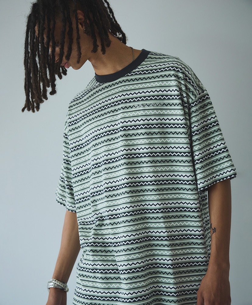 Jaquard Striped S/S Tee(M(MEN) Azuki/アズキ): SEDAN ALL-PURPOSE