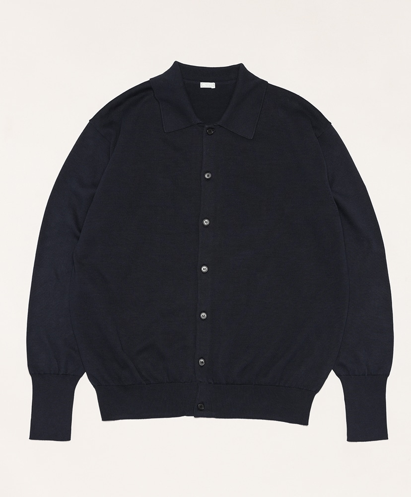 Cotton Knit Polo Collar Cardigan(1(MEN) Navy/ネイビー): A.PRESSE