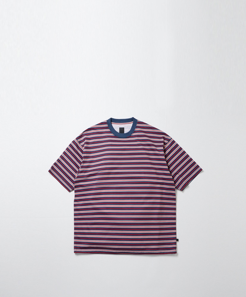 Tech Drawstring Multi Border S/S Tee(L(MEN) Burgundy×Mustard 