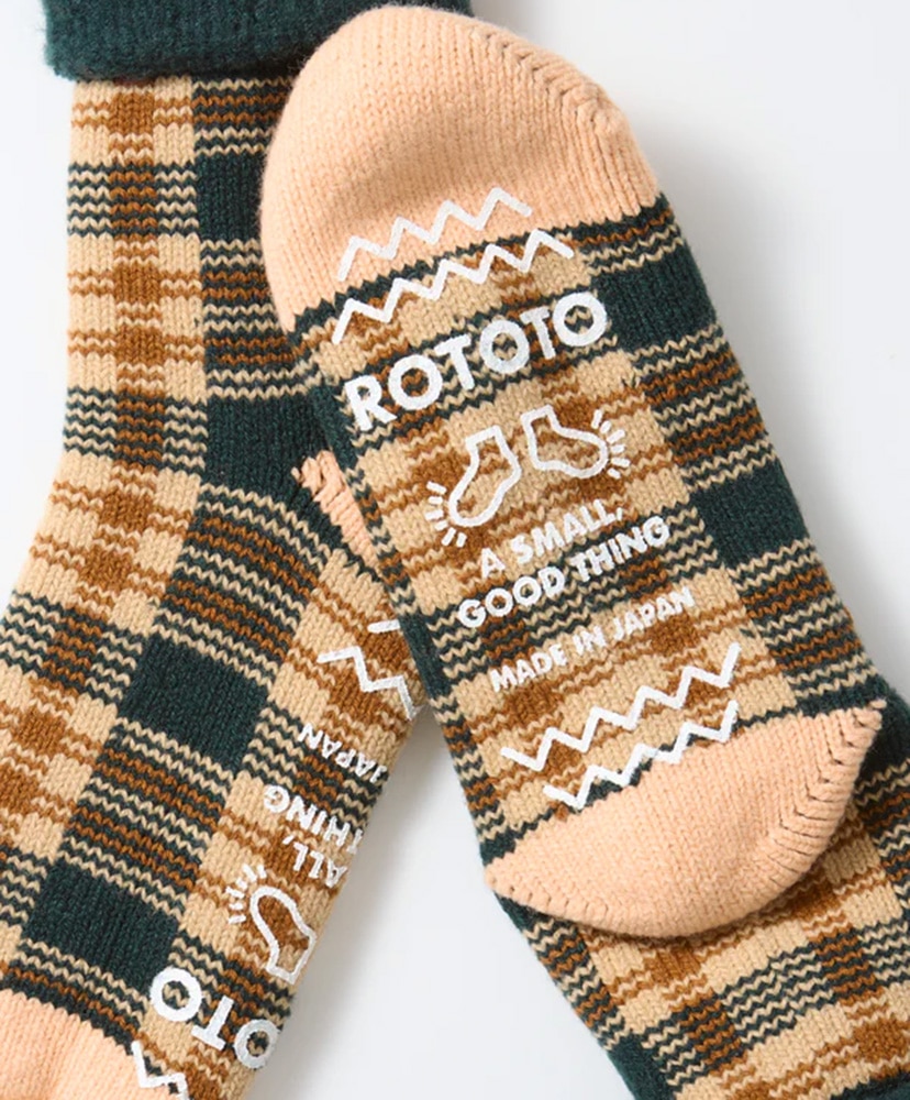 Comfy Room Socks Check Forest Green×Beige/フォレストグリーン×ベージュ S(23-25cm)
