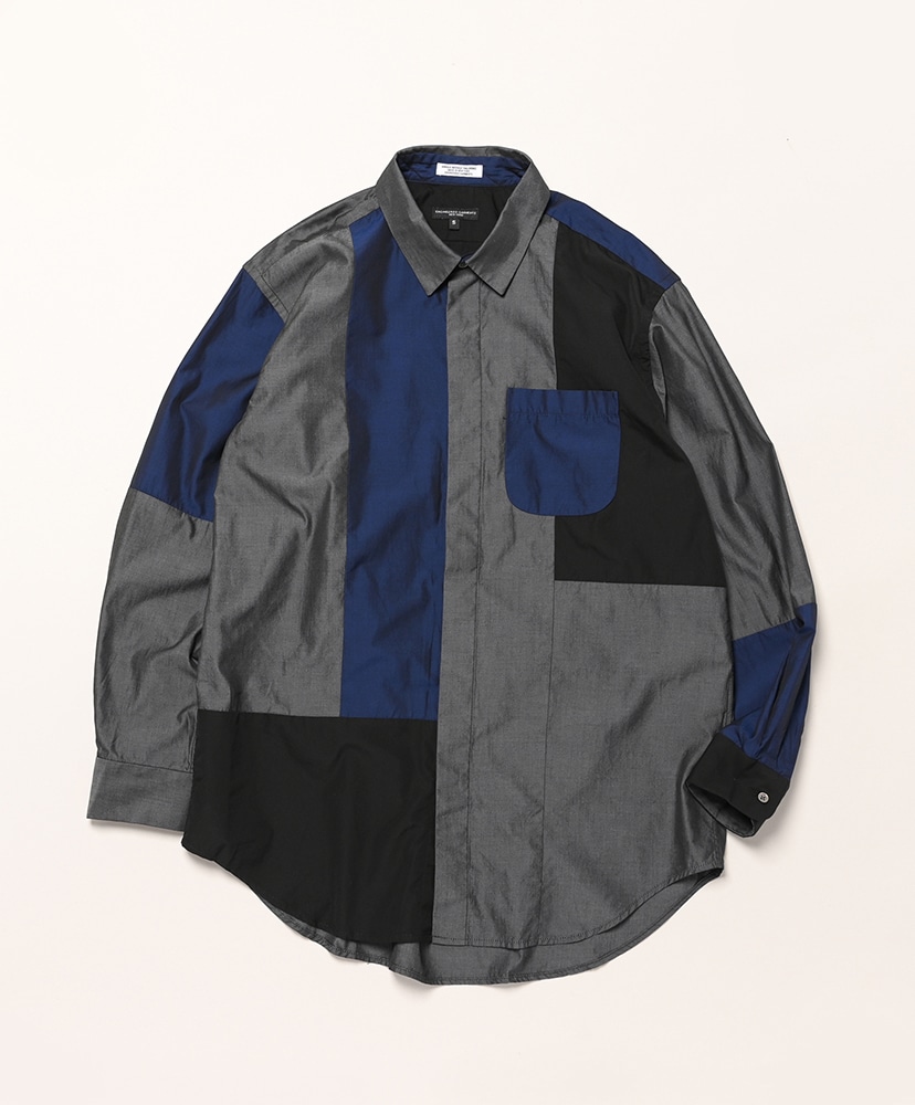 ENGINEERED GARMENTS ノーカラーブルゾン　XS ネイビー Combo Short Collar Shirt - Cotton Iridescent Broadcloth(L