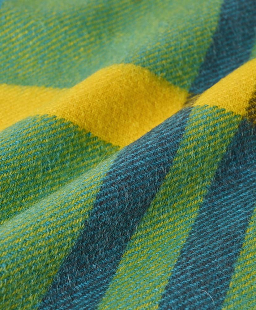 70×190 大判カシミヤストール (CPG52516) Peacock×Yellow/ピーコック×イエロー ONE