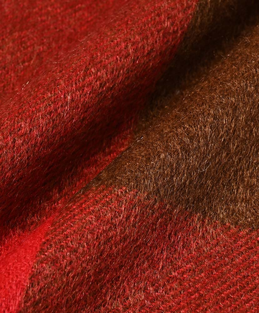 50×190 カシミヤストール (CPG52530) Red×Brown/レッド×ブラウン ONE