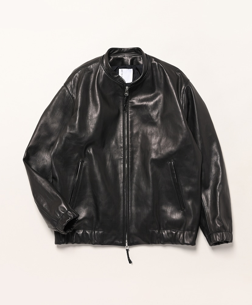 L 美品 CRIMIE N-1 レザー スリーブ ジャケット ブラック 豹柄 L 美品 CRIMIE N-1 レザー スリーブ ジャケット ブラック 豹柄