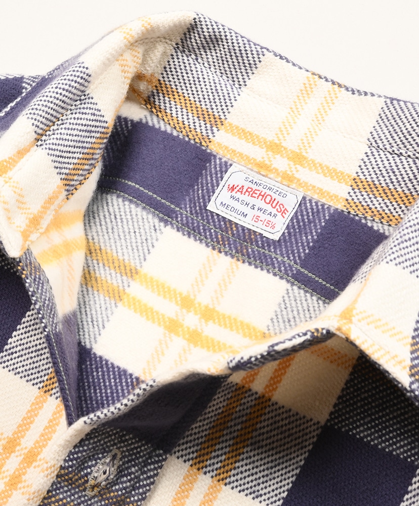 Lot 3104 Flannnel Shirts - B柄 Non Wash ネイビー L(MEN)