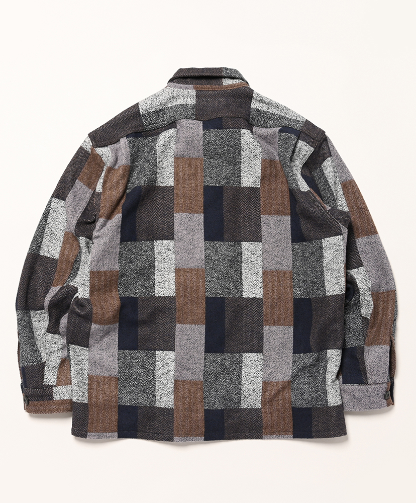 Digs Crew Half - Cotton Tweed Patch Check Grey/グレー L(MEN)