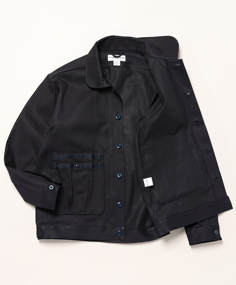 Overgrown Trug Jacket - Herringbone Denim Indigo×Black/インディゴ×ブラック L(MEN)