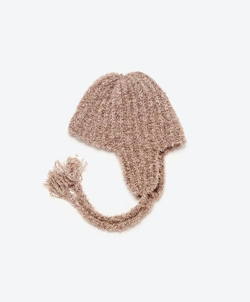 Poodle Fur Ear Beanie (No.WKNY252015)(F(WOMEN) Black