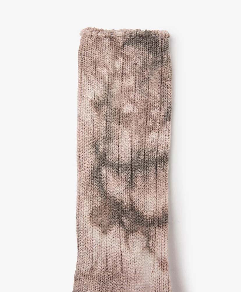 Tie-Dyed Crew Socks c/n/Pu Brown/ブラウン L