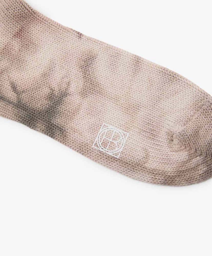 Tie-Dyed Crew Socks c/n/Pu Brown/ブラウン L