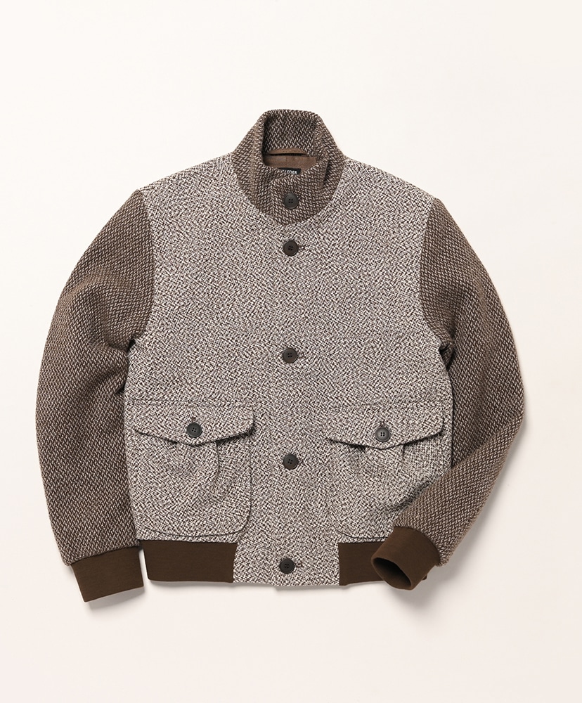 Brown Mixed Wool Linen Button Up Jacket(L(MEN) Light Beige