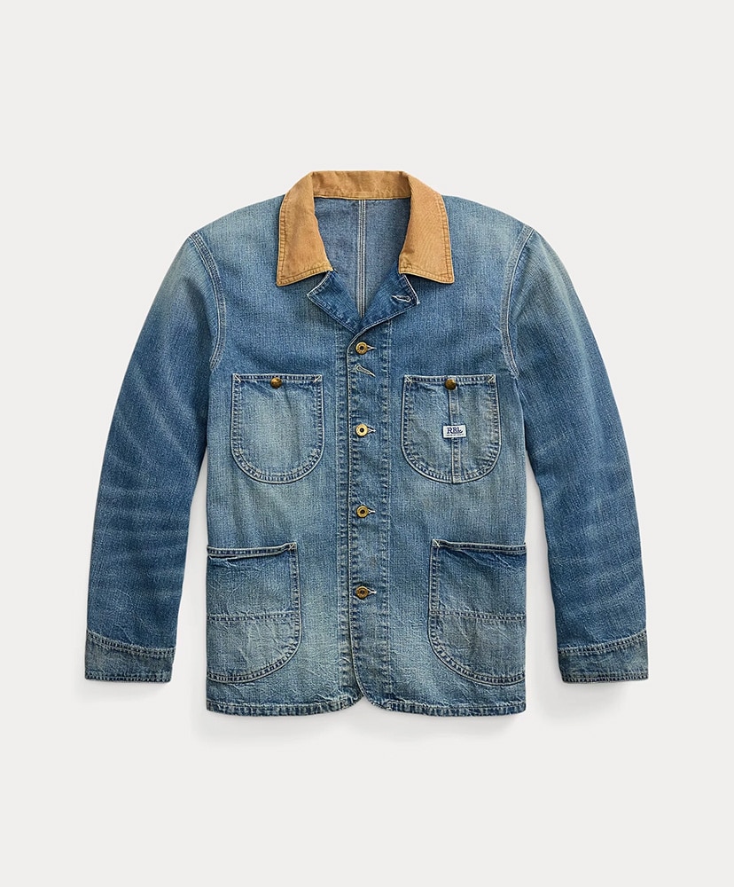 Corduroy-Collar Indigo Denim Jacket(L(MEN) Wrightsville Wash