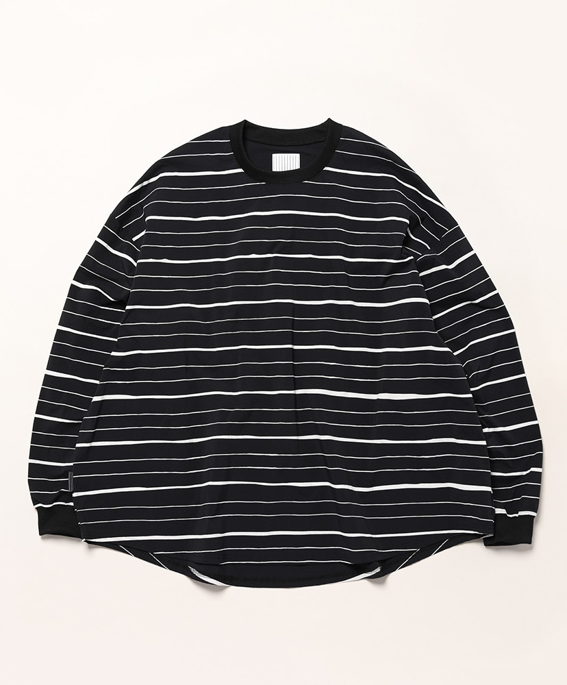 Super Big Mix Stripe LS Nylon Tee(L(MEN) Black/ブラック