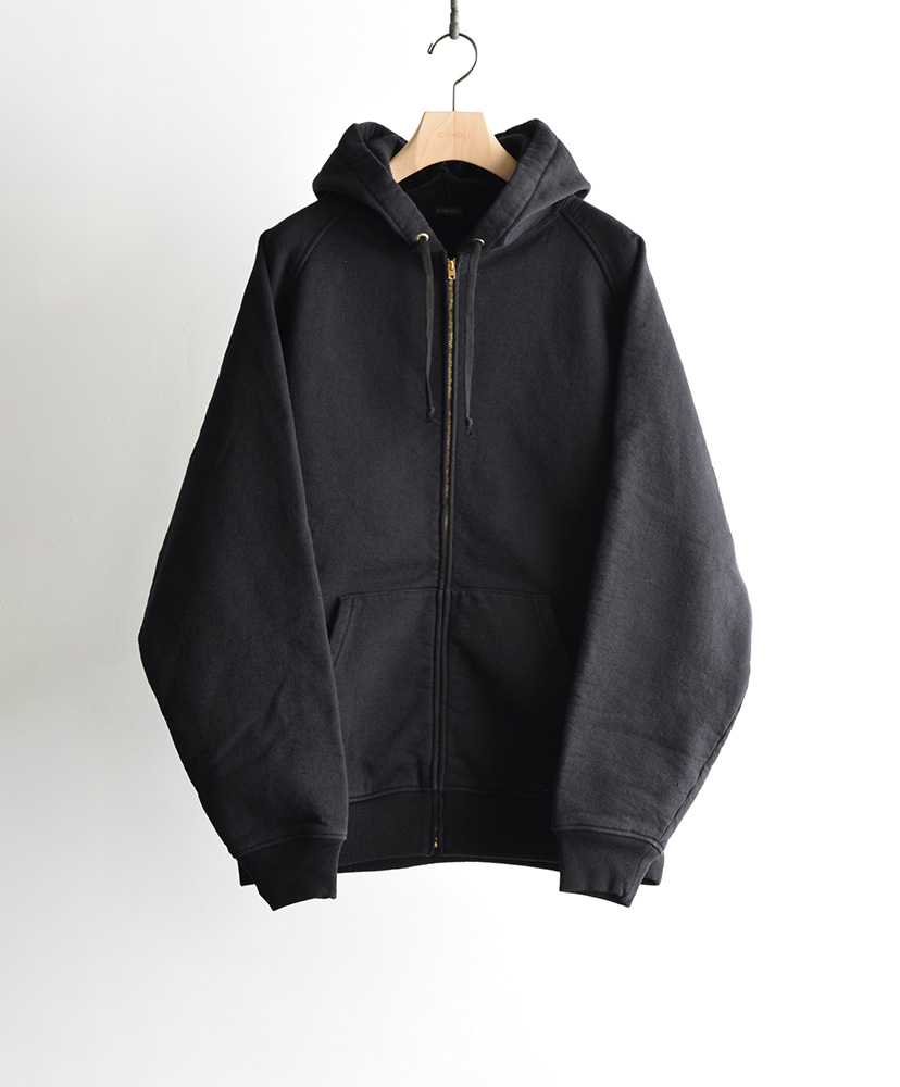 【comoli】 コットン 裏毛 ジップパーカ ブラック サイズ2 コットン裏毛 ジップパーカ(2(MEN) Black/ブラック): COMOLI