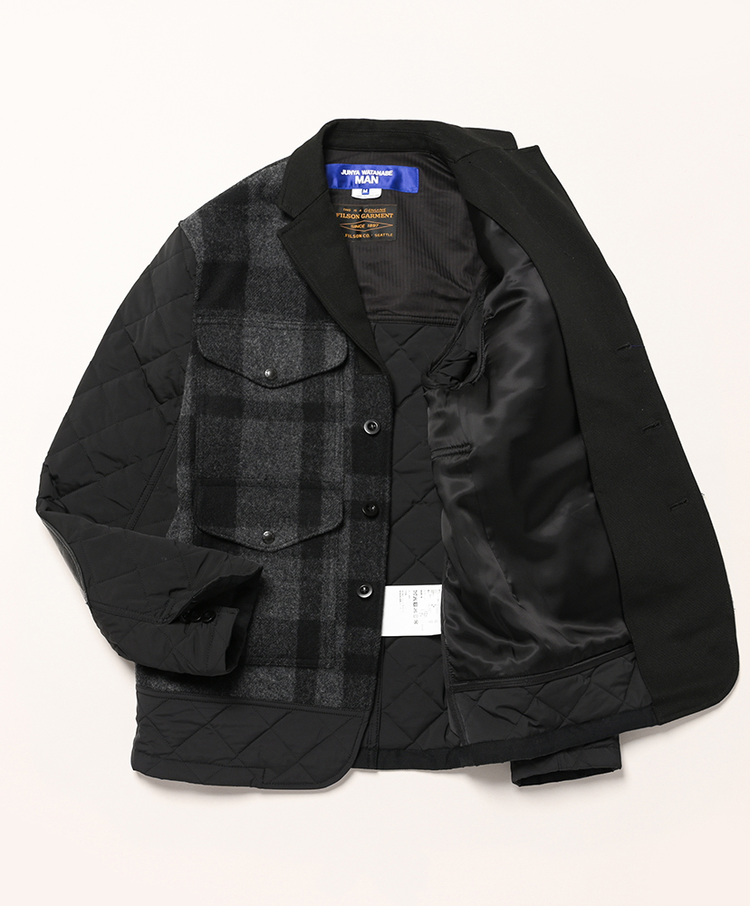 WP-J003-051 - マッキーノウール×エステルタフタキルティング×レザー Filson Wネーム Black/ブラック M(MEN)