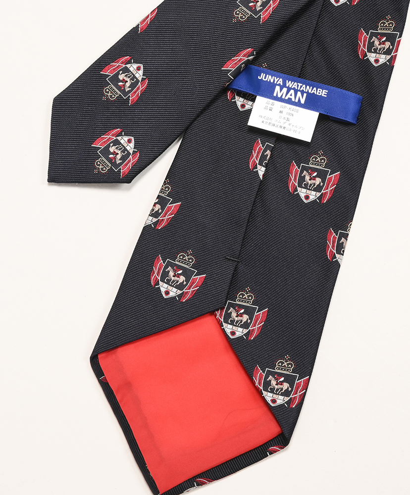 WP-K408-051 - シルク小紋エンブレム柄 Black/ブラック ONE