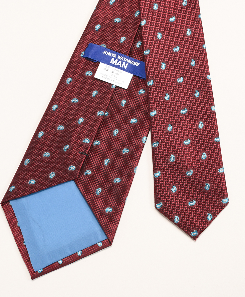 WP-K409-051 - シルク小紋ペイズリー柄 Burgundy/バーガンディ ONE