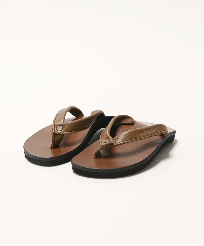 ブラック ナッパレザー・パールチャーム付き ウェッジサンダル Z-01 - Thong Sandal - 鼻緒ナッパレザー/ヌメソール(26cm Black