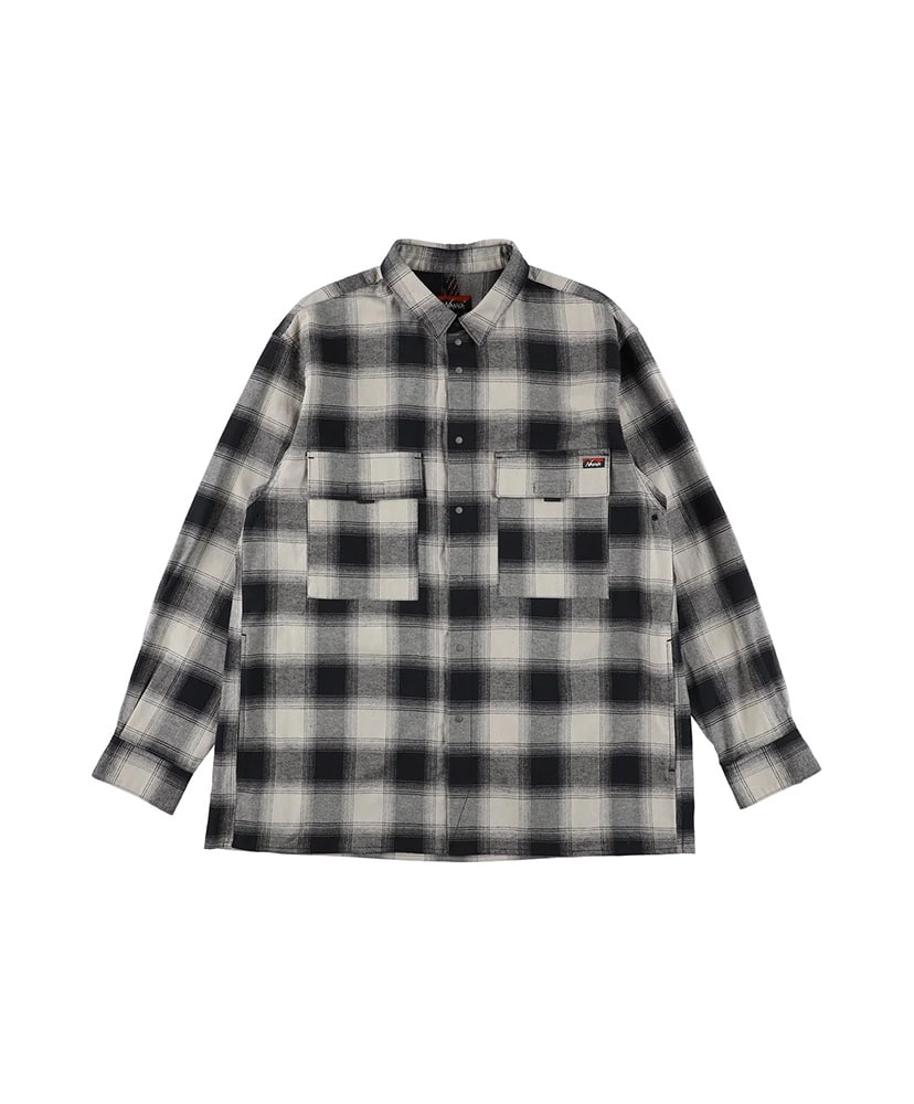 Ombre Check W PK Box Shirt(L(MEN) PPL(PPL×BLUE)): NANGA