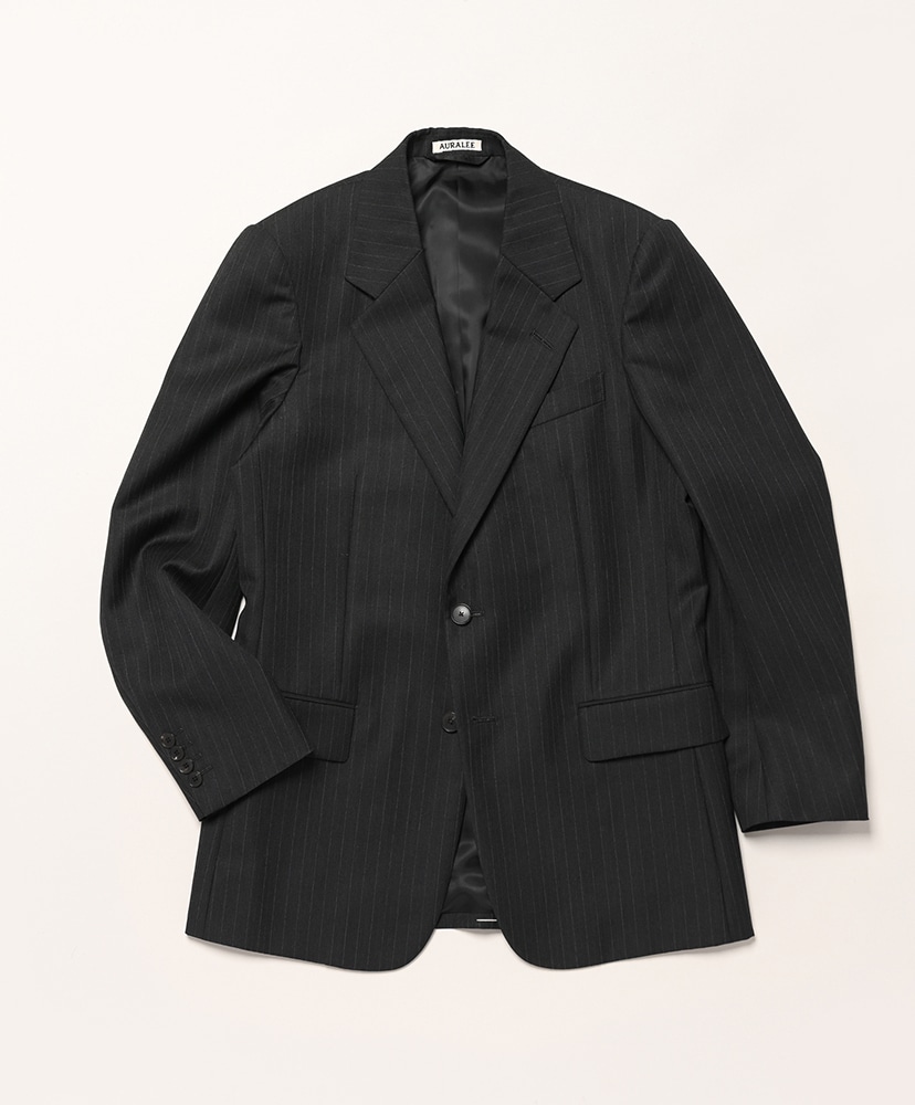 Bluefaced Wool Jacket(3(MEN) Charcoal Navy Stripe/チャコール