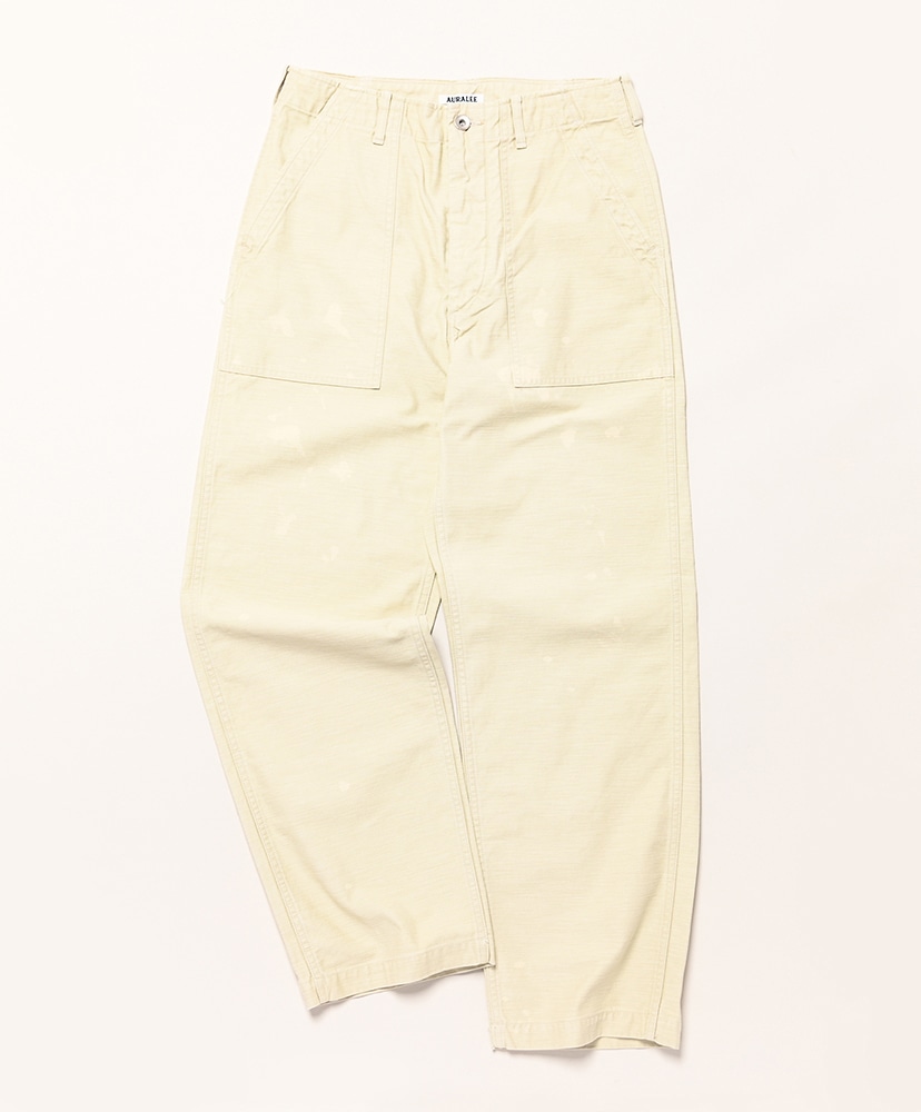 AURALEE ホワイトカシミヤ ヘリンボーン Washed Baggy Satin Bleached Baker Pants(3(MEN) Dusty Ivory