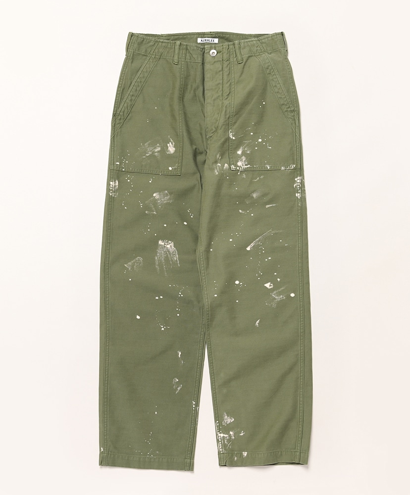 週末価格WASHED BAGGY SATIN BLEACHED BAKER Washed Baggy Satin Bleached Baker Pants(3(MEN) Dusty Ivory