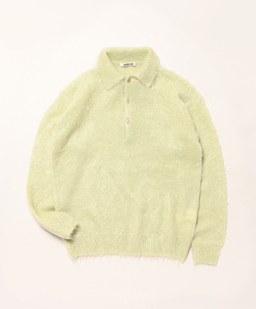 BRUSHED SUPER KID MOHAIR KNIT POLO サイズ3 Brushed Super Kid Mohair Knit Polo in Light Khaki – SVRN