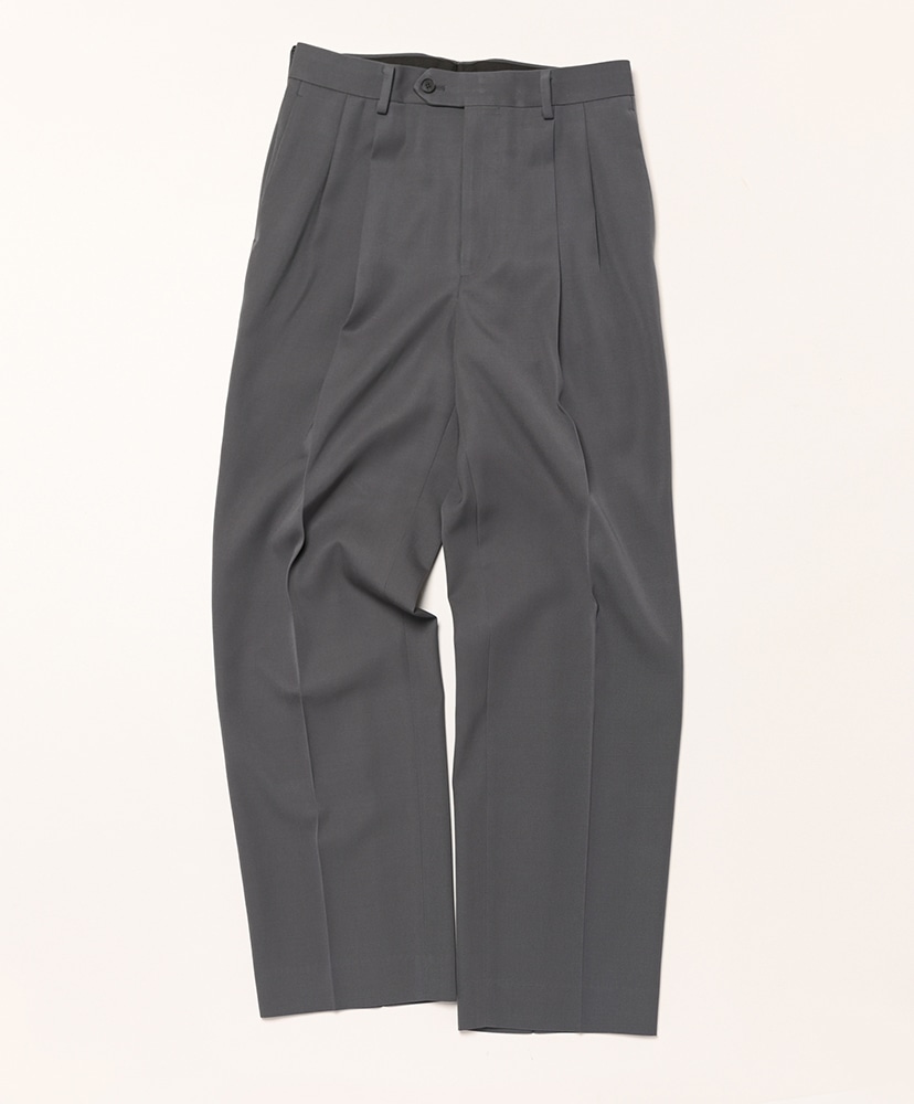 Light Wool Max Gabardine Two-Tuck Slacks(3(MEN) Dark Gray