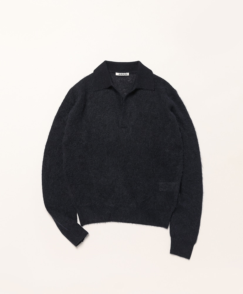 Baby Suri Alpaca Sheer Knit Skipper Polo(0(WOMEN) Light Blue