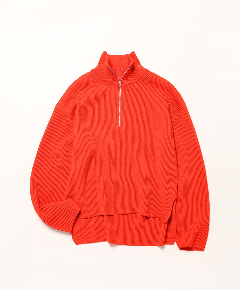 Women Solid Wool Rib Half Zip(2(WOMEN) Vermilion/バー