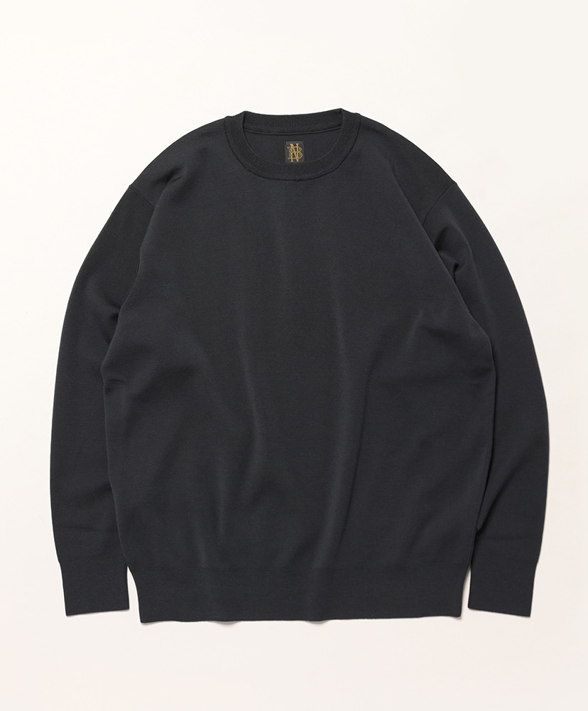 Men 32G Smooth Wool Classic Crew Neck(1(MEN) Black/ブラック