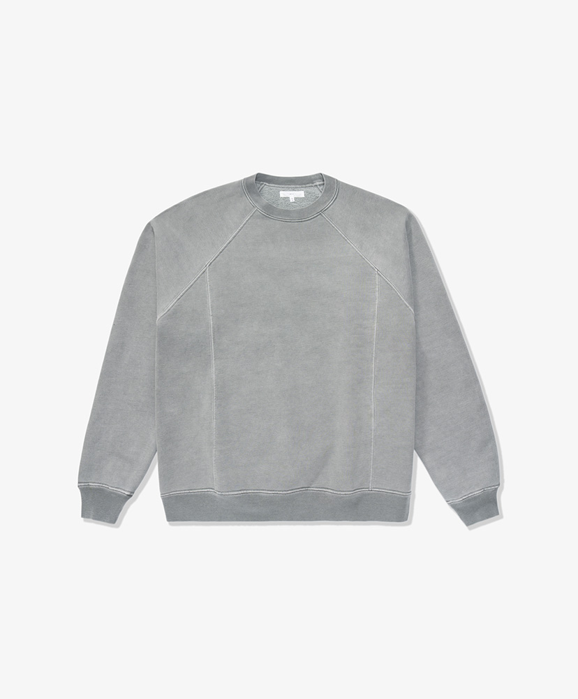 美品✨ウィルフリー　24AW　オーガンジードッキングスウェット　グレー　ブラック Heavy Gusset Crewneck(L(MEN) Lilac Grey/ライラックグレー