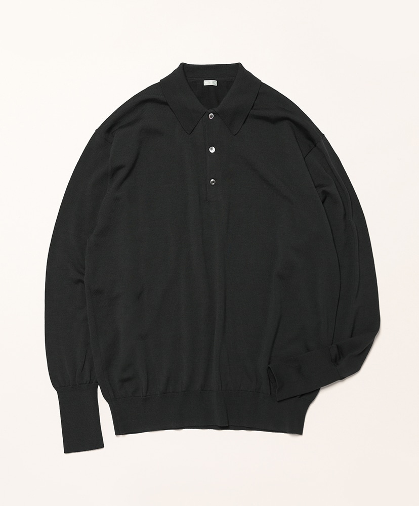 FASHIRU wool blend polo knit sweater 黒 FASHIRU wool blend polo knit sweater 黒 FASHIRU wool blend