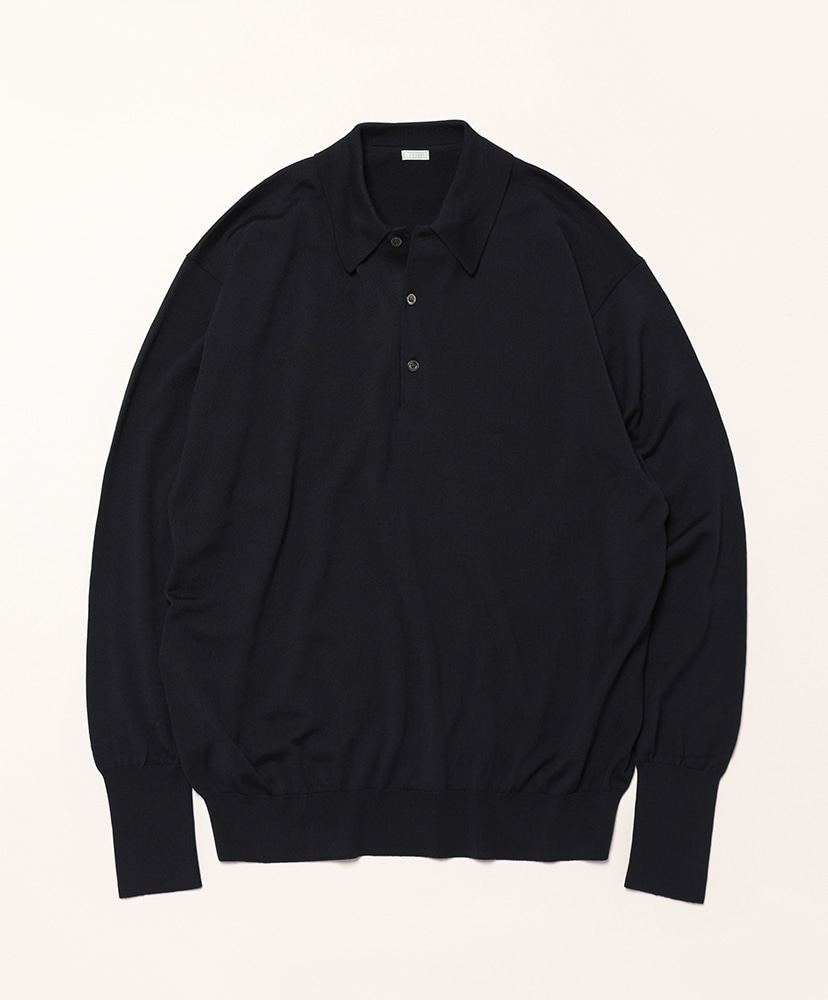 Wool Knit L/S Polo Shirts(2(MEN) Khaki/カーキ): A.PRESSE