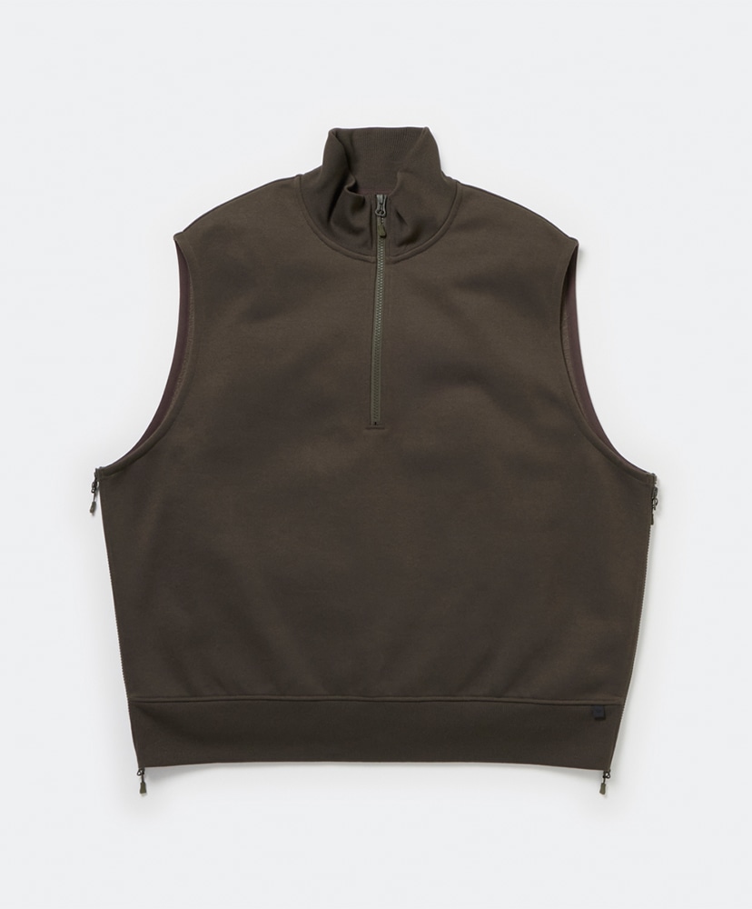 Tech Sweat Zip Vest Pullover(L(MEN) Brown Khaki/ブラウン