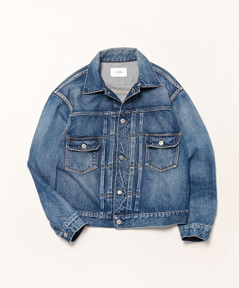 Double Pocket Denim Jacket(42(MEN) Medium Dark Blue Damage