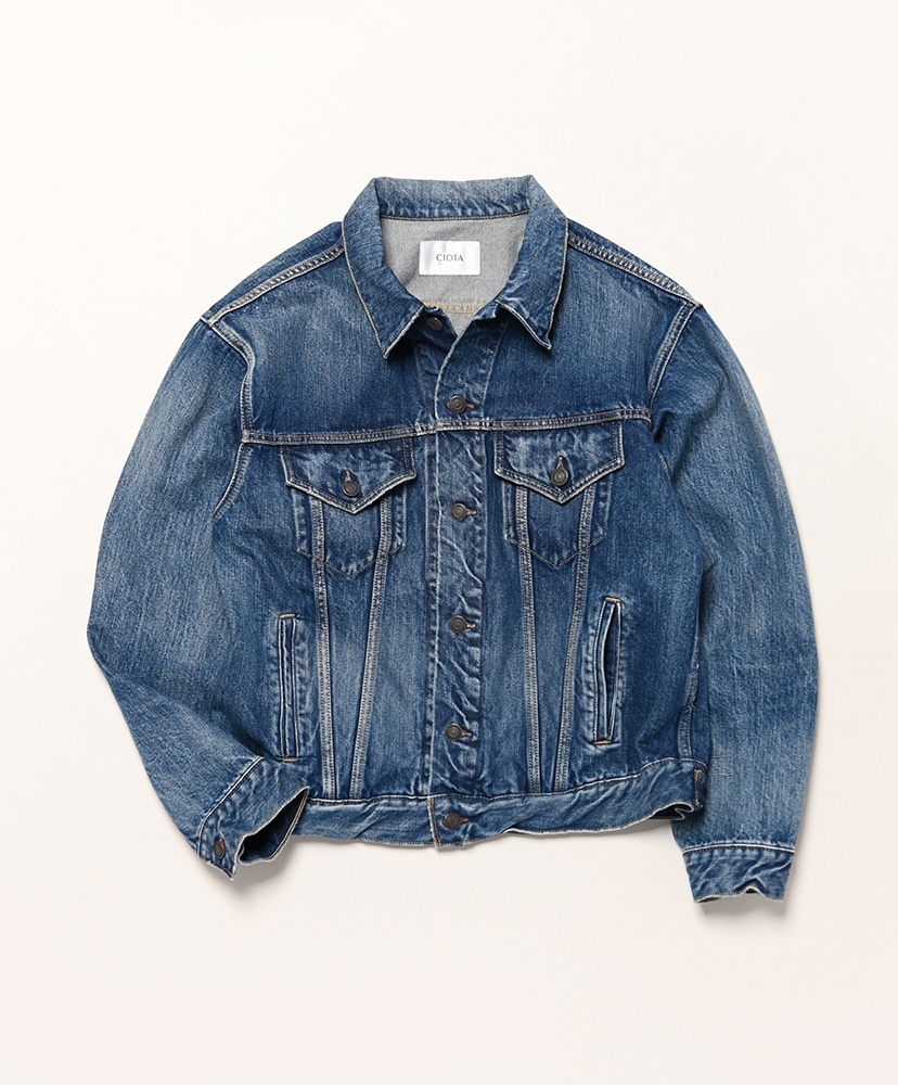 4 Pocket Denim Jacket(42(MEN) Medium Dark Blue Damage
