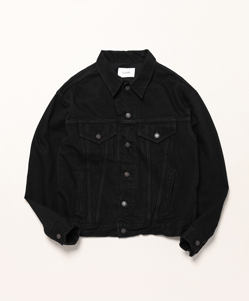 【新品タグ付】LOHEN  デニムジャケット クロップド ブラック襟付き 4 Pocket Denim Jacket(42(MEN) Black/ブラック): CIOTA