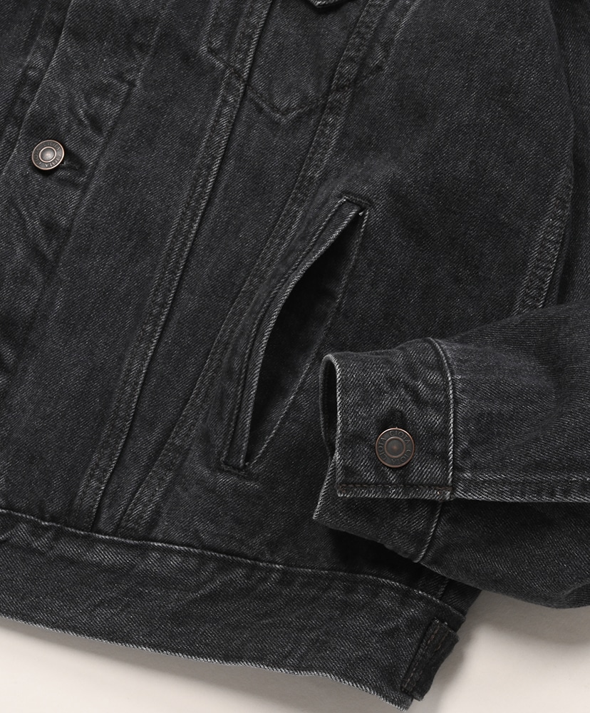 日本未発売イタリア　Kappa authenticデニムジャケット ブラック デニム カバーオール BLACK LABEL SS25 ウォッシュドデニム