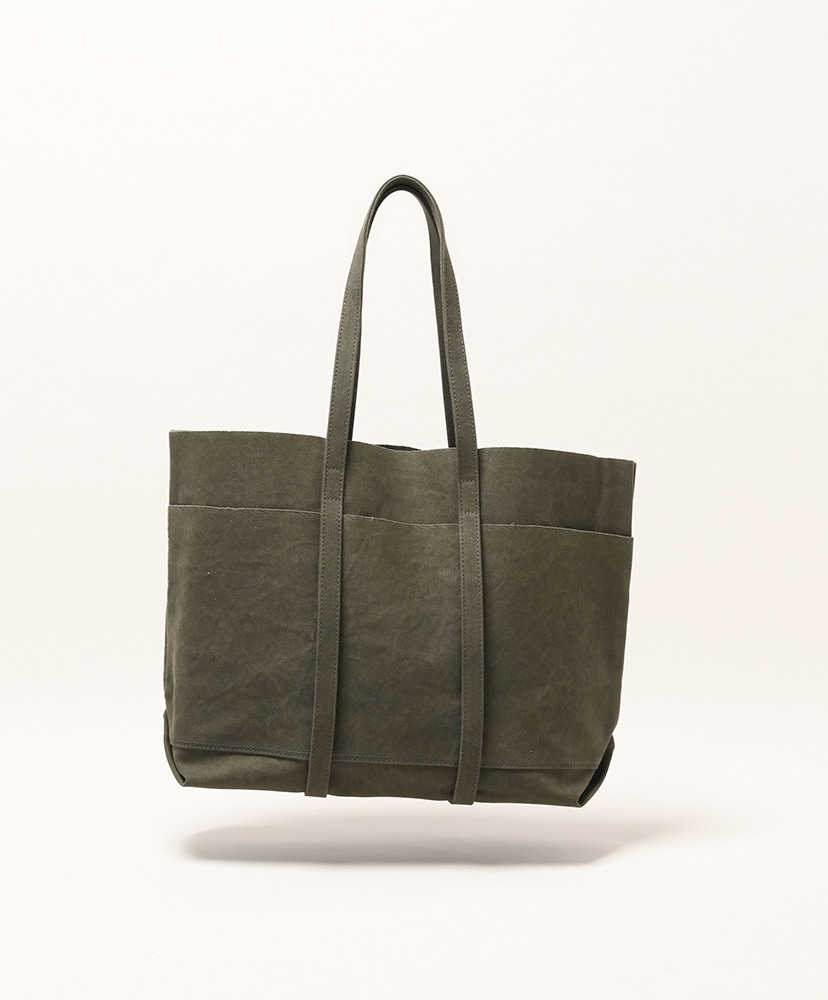 Washed Canvas 6Pockets Tote (M)(FREE Orange/オレンジ): AMIACALVA