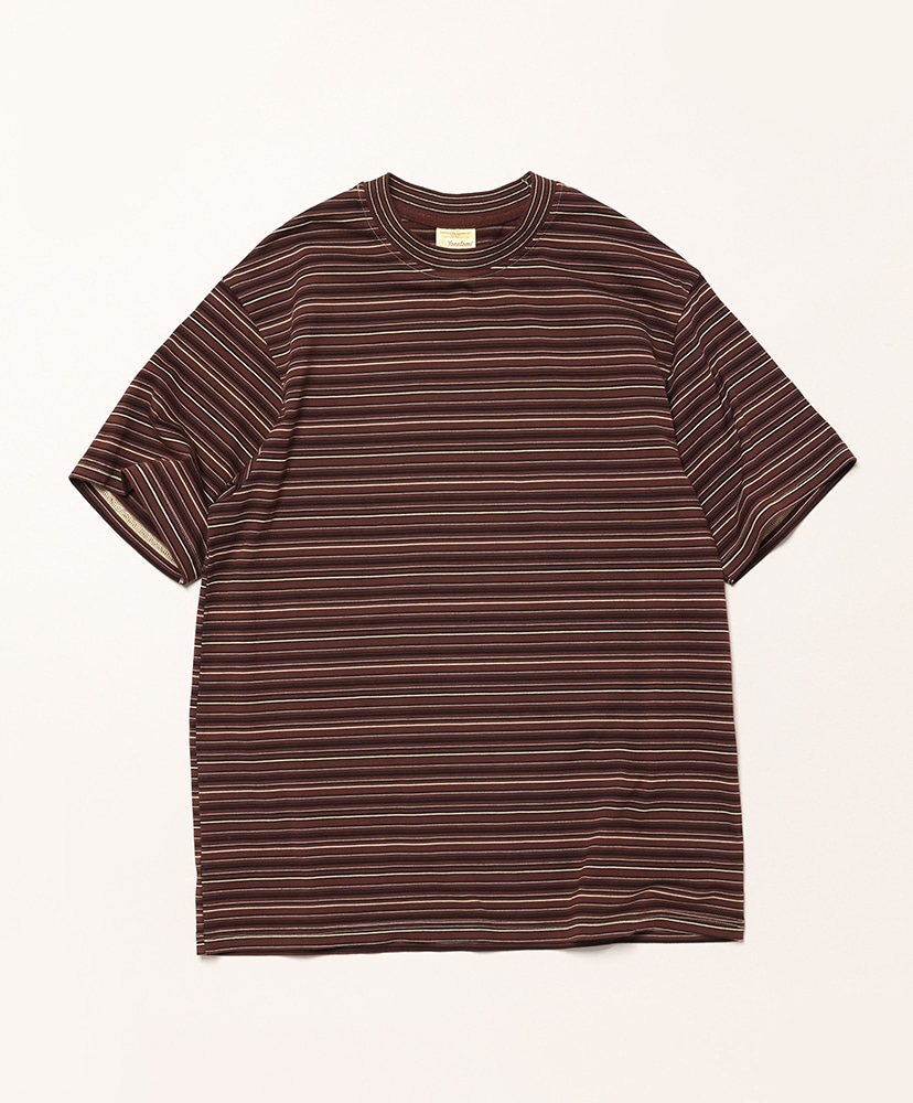 Tシャツ・カットソー NOMANUAL NM BORDER T SHIRT 5JH531 Garment Dyed Random Border T-Shirt(2(MEN) Bordeaux×Yellow