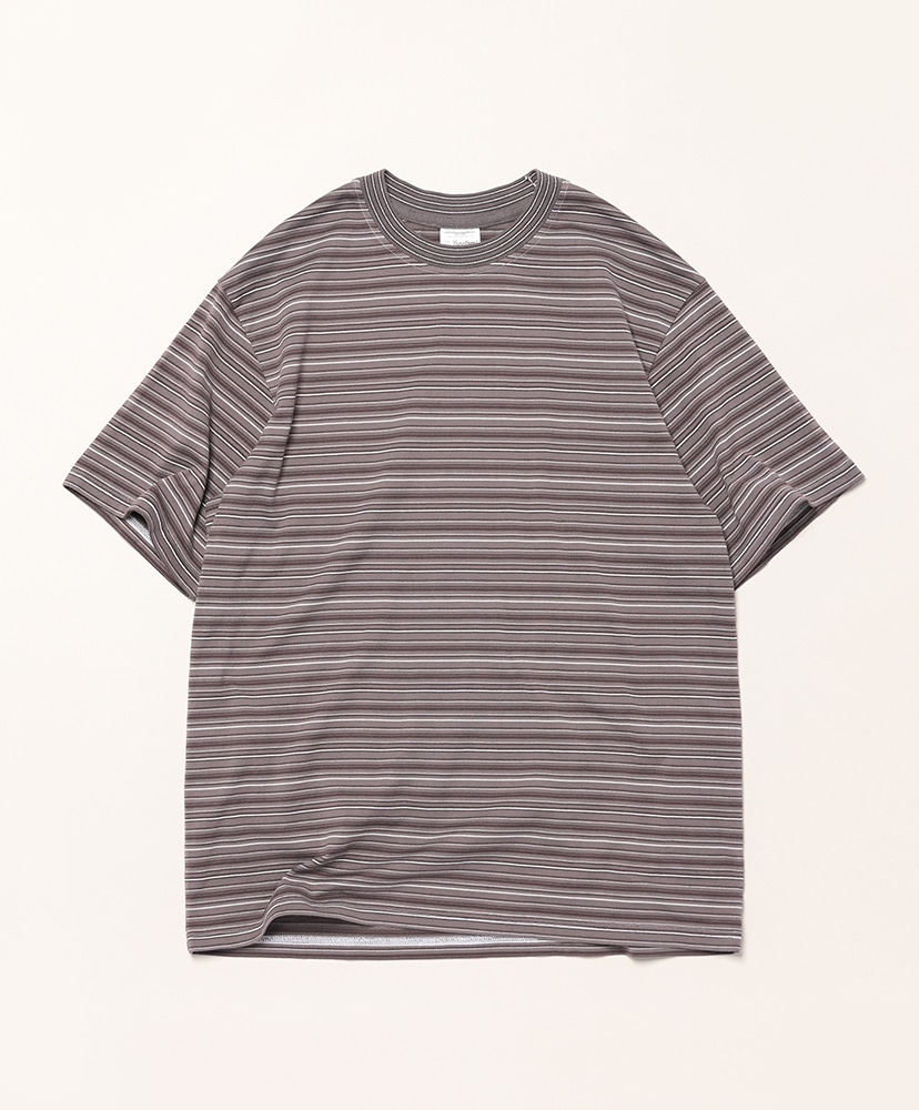 Garment Dyed Random Border T-Shirt(2(MEN) Bordeaux×Yellow